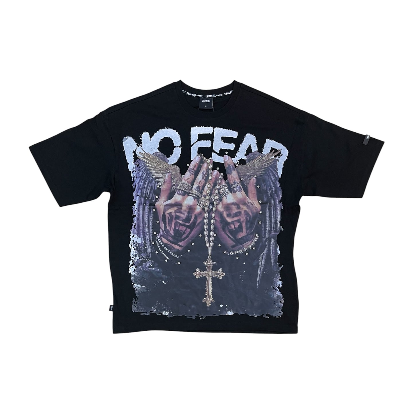 WH-SW6156 - No Fear with Studs Boxy Graphic T-Shirt