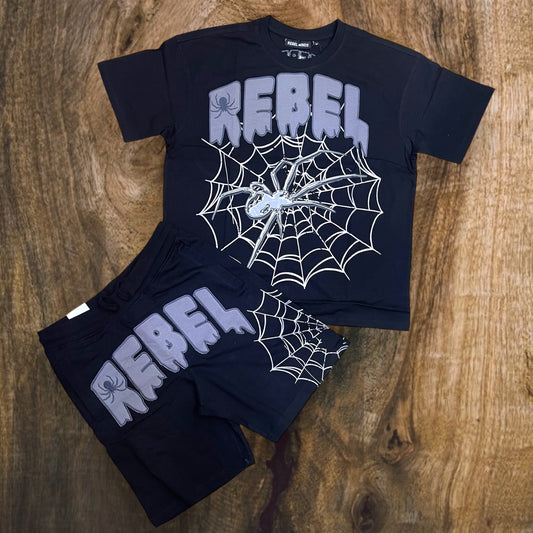151-169- Rebel Spider Oversized T-Shirt, Shorts SET