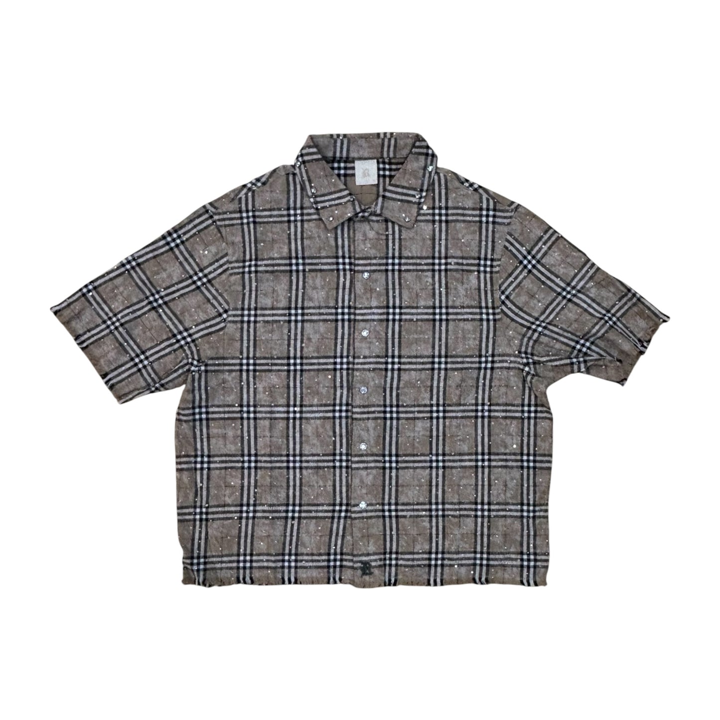 WH-610-32744 - Plaid Woven with Rhinestones and Studs Button Down Shirt