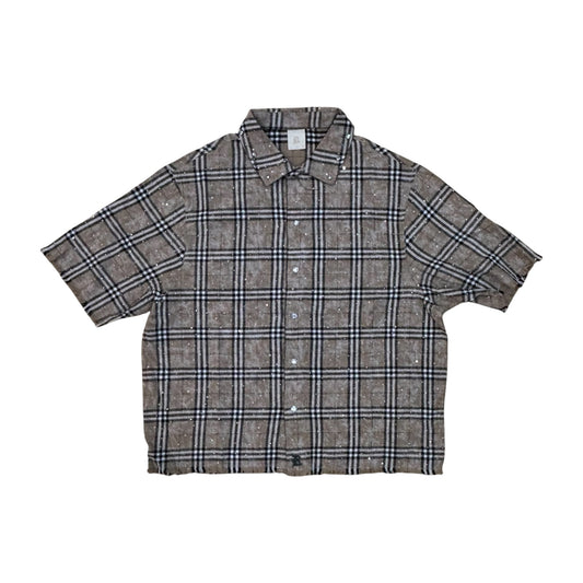 WH-610-32744 - Plaid Woven with Rhinestones and Studs Button Down Shirt