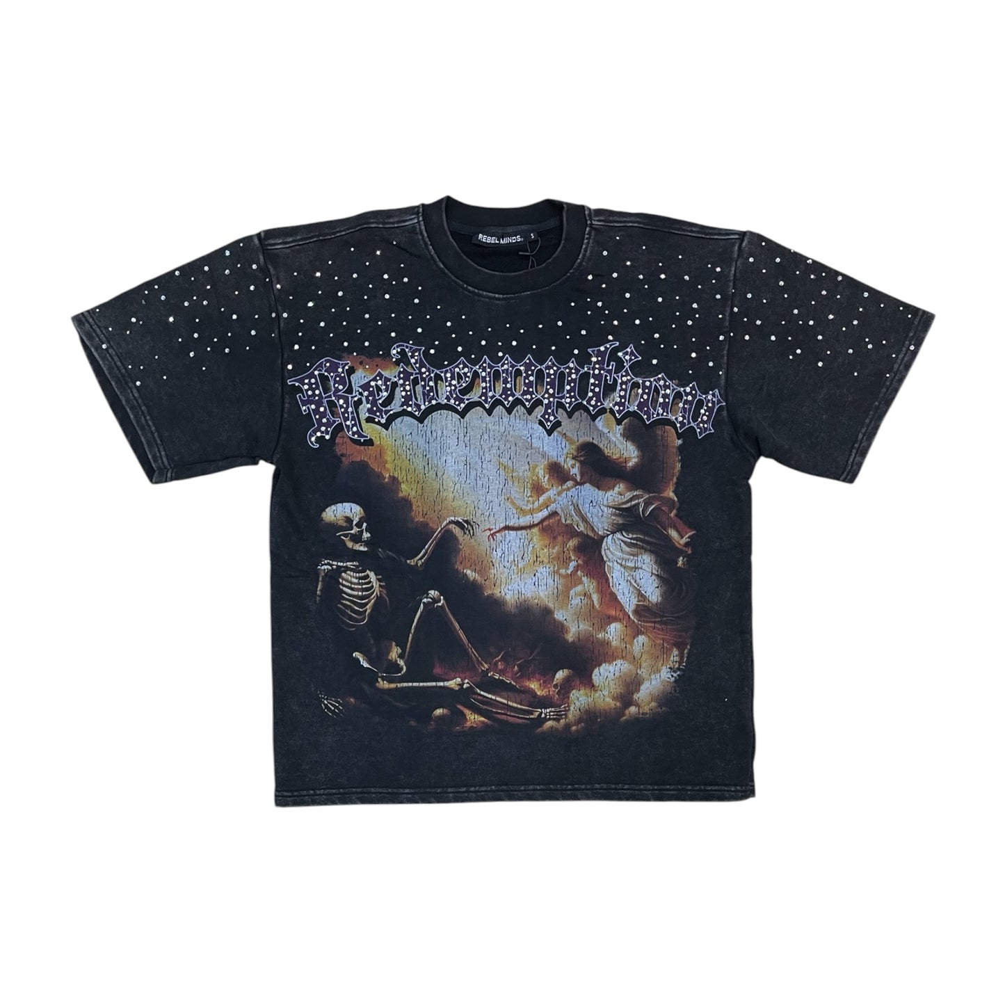 WH-610-11130 - Redemption with Rhinestones Cropped Graphic T-Shirt