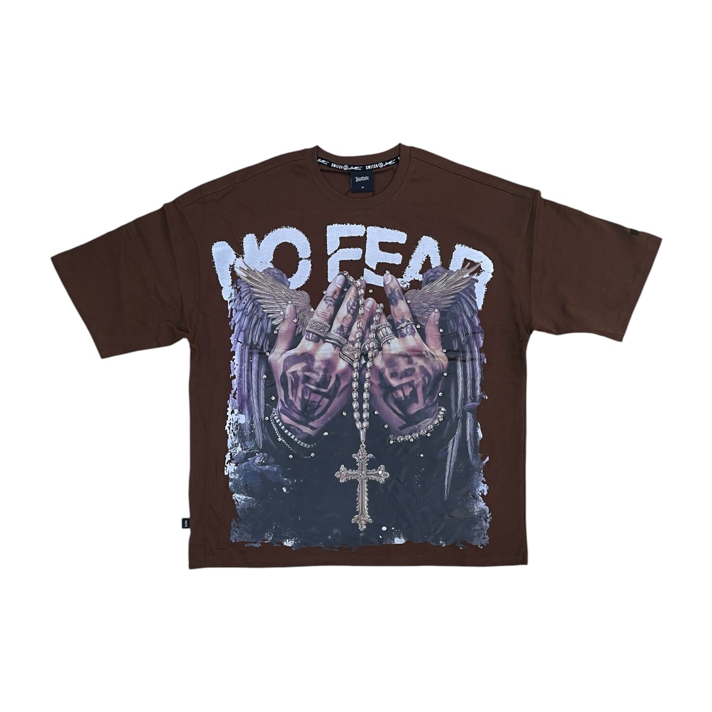 WH-SW6156 - No Fear with Studs Boxy Graphic T-Shirt