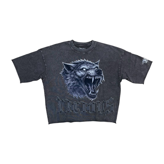 WH-RK1482018 - Beast Enzyme Studded Cropped Top Graphic T-Shirt