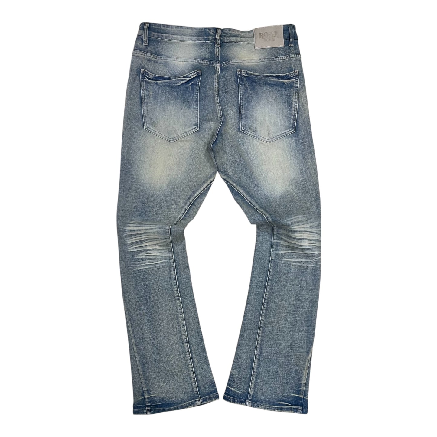 A00-43435 - Distressed Stretch Stacked Flare Jeans