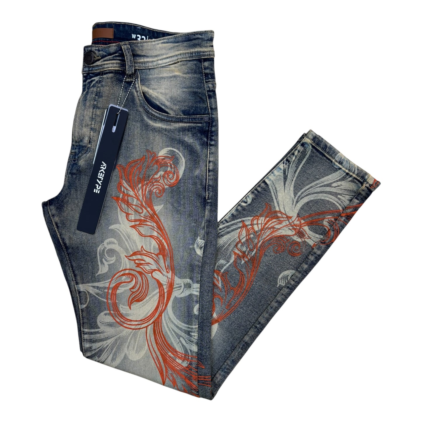 P614 - Victory Baroque Style Slim-Fit Stretch Jeans