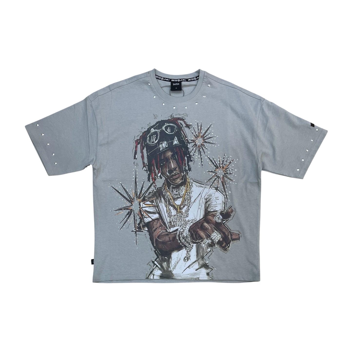 SM6129 - Raw Energy with Studs Boxy Graphic T-Shirt