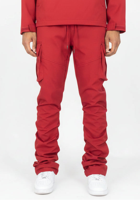 WH-100-422 - Solid Cargo Stacked Nylon Pants