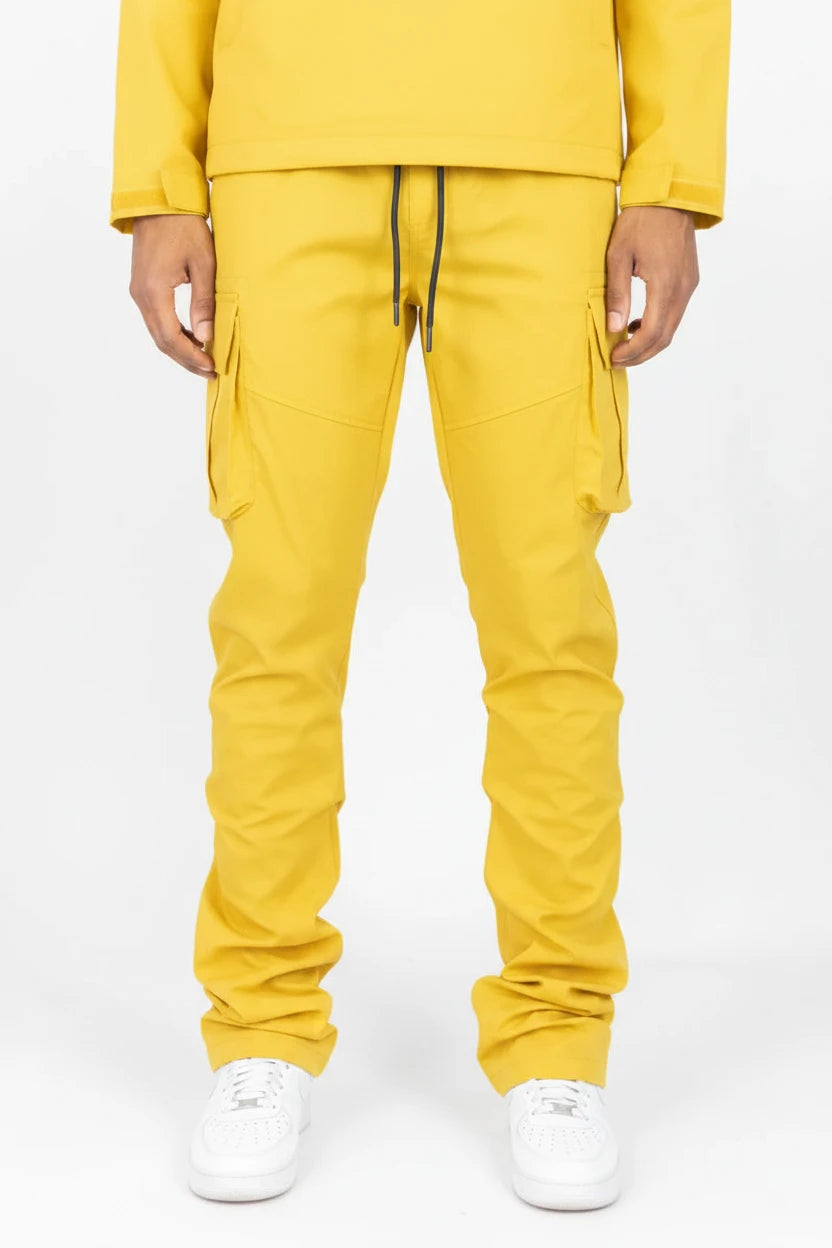 WH-100-422 - Solid Cargo Stacked Nylon Pants
