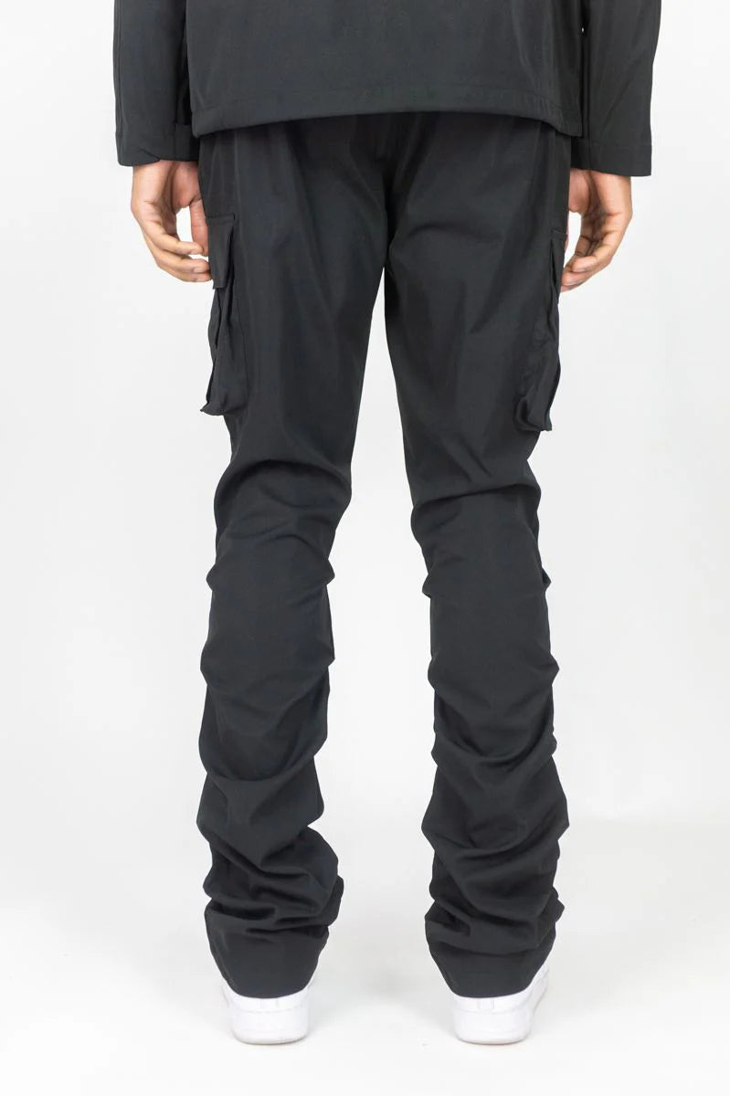 WH-100-422 - Solid Cargo Stacked Nylon Pants