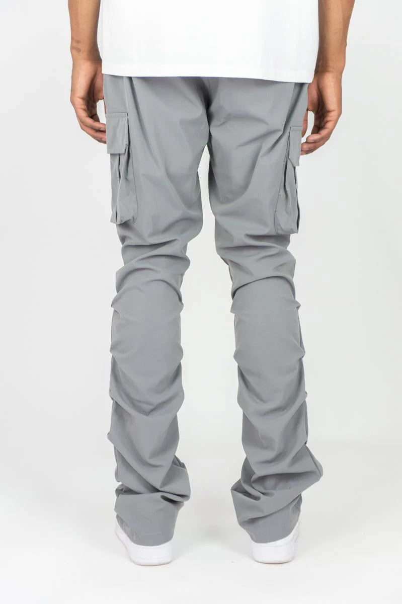 WH-100-422 - Solid Cargo Stacked Nylon Pants
