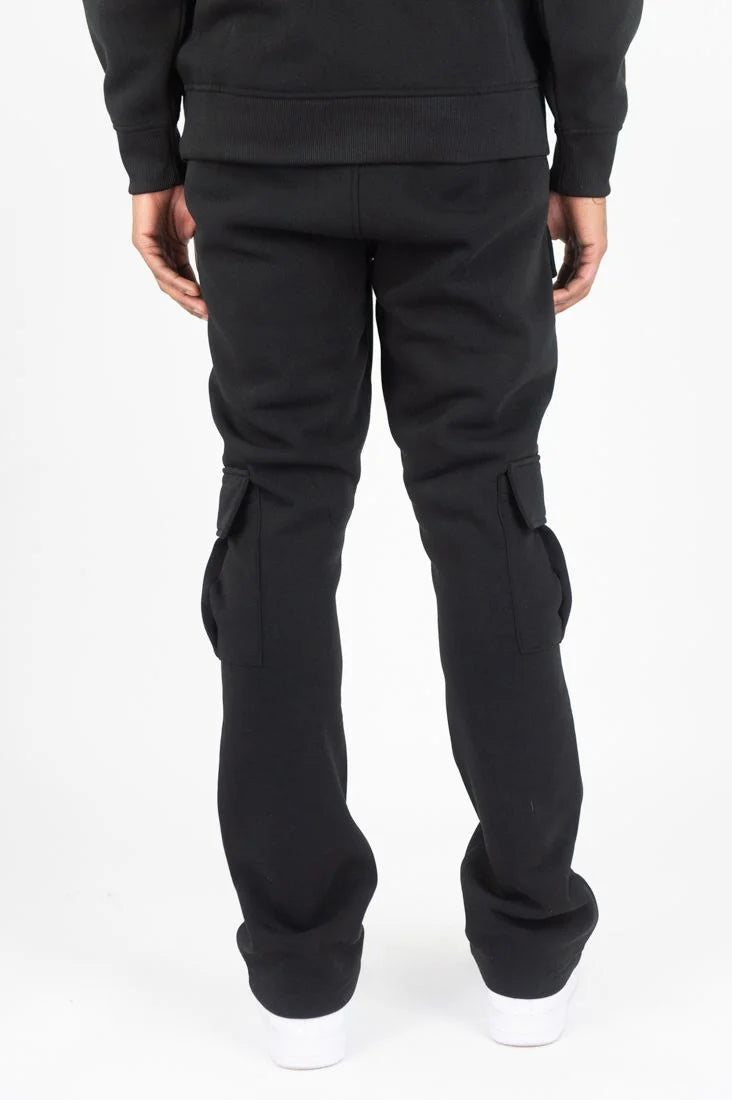 WH-100-474 - Solid Cargo Stacked Sweatpants