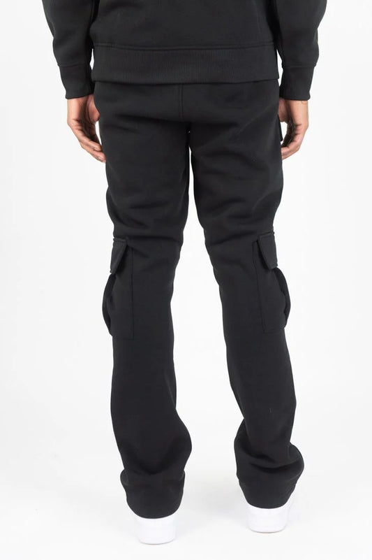 100-474 - Solid Cargo Stacked Sweatpants