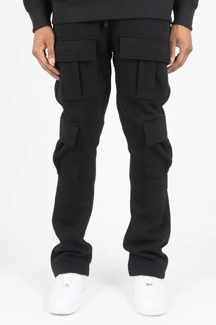 WH-100-474 - Solid Cargo Stacked Sweatpants