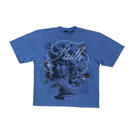 WH-610-11196 - Faith Medusa with Rhinestones Cropped Graphic T-Shirt