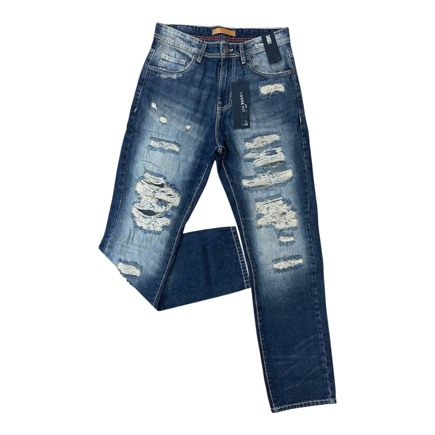 P628 - Reinforced Ripped Loose-Fit Stretch Jeans