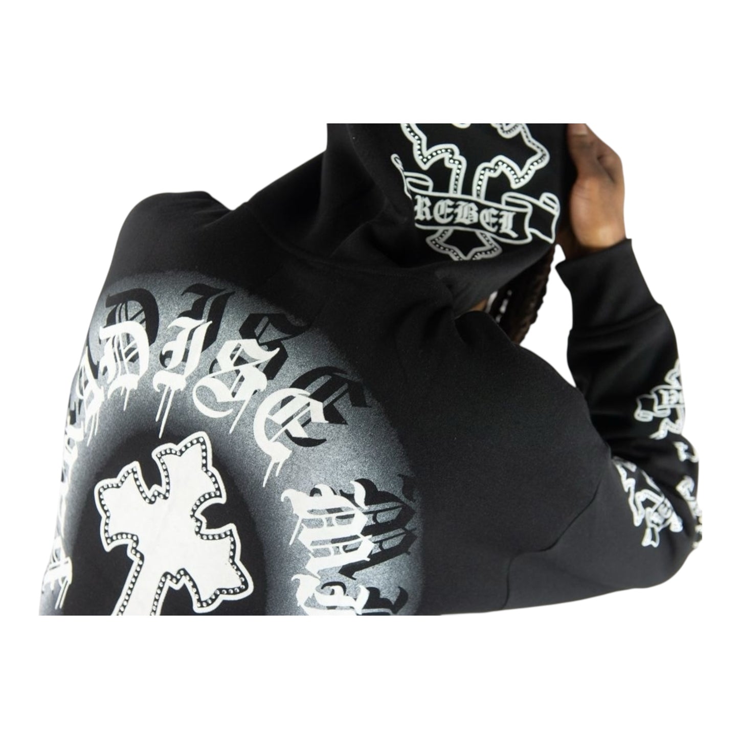 152-328 - Rebel Cross Zip Up Graphic Fleece Hoodie