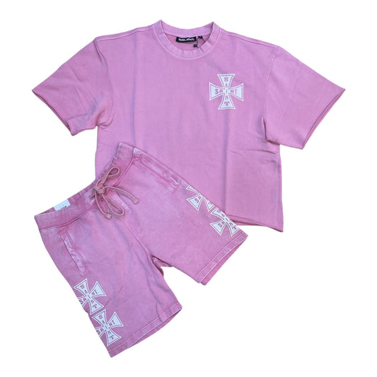 WH-610-11164 - Saint Cross Cropped Shirt, Shorts SET