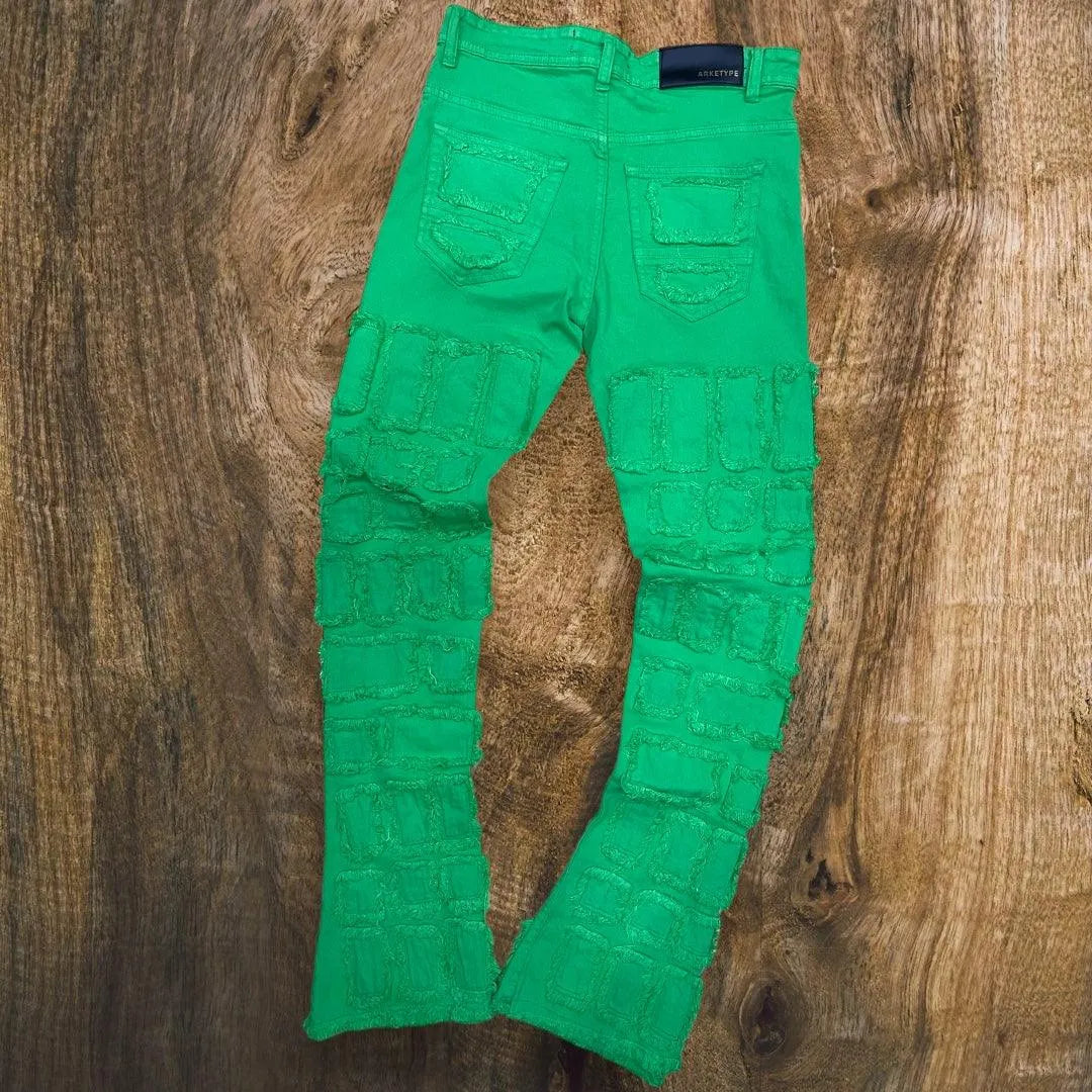 P407 - (Adam) Allover Block Stacked Twill Pants - Just Casual