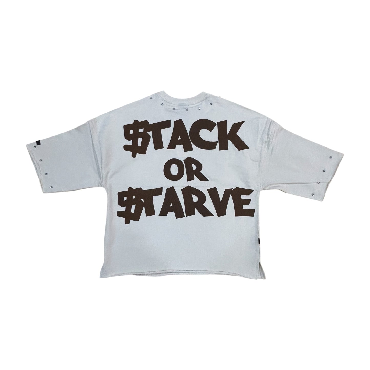 WH-SW6152 - Stacks with Studs Cropped Top Graphic T-Shirt