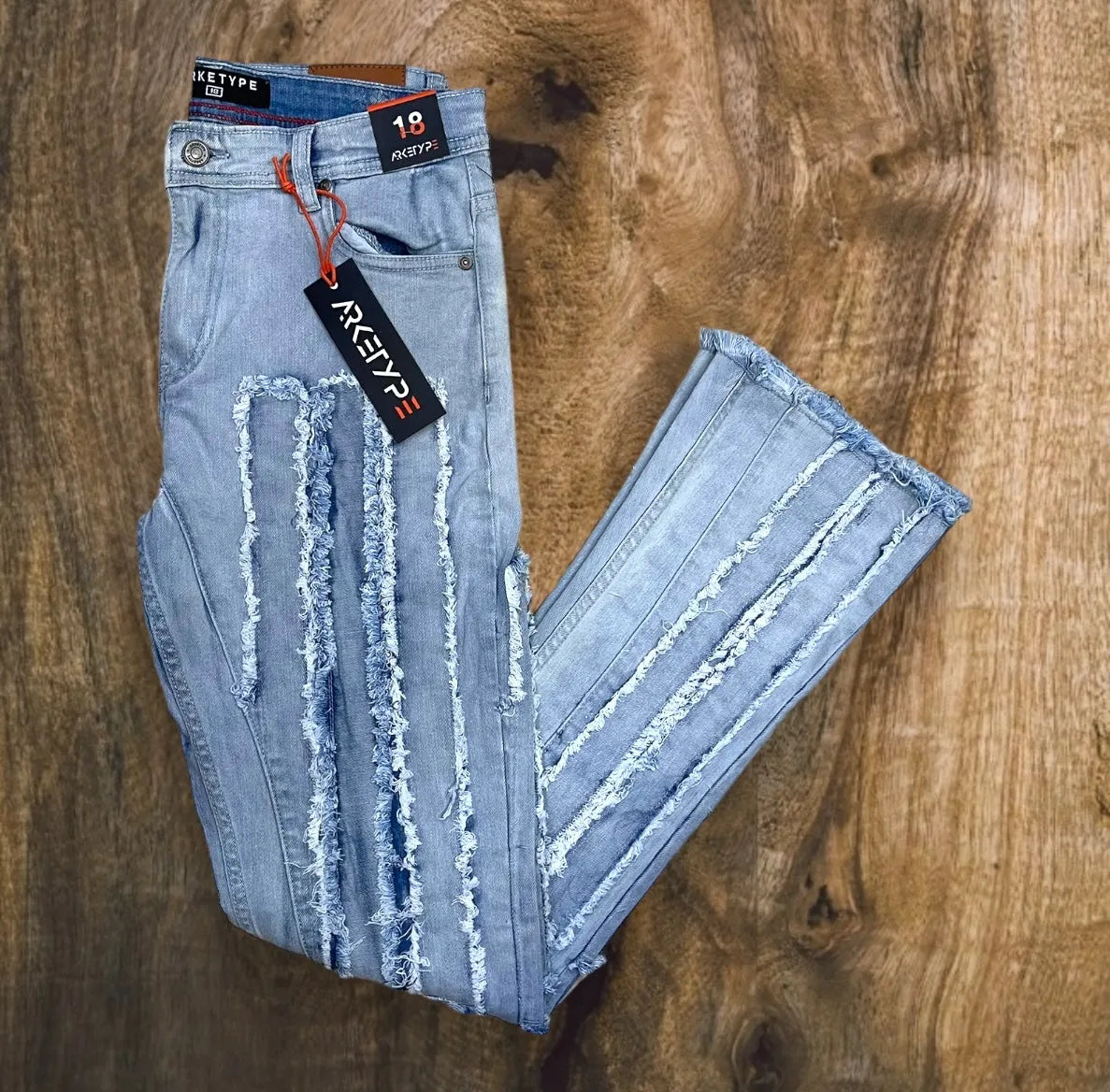 P483K - Vertical Box Rip Stacked Jeans Boys