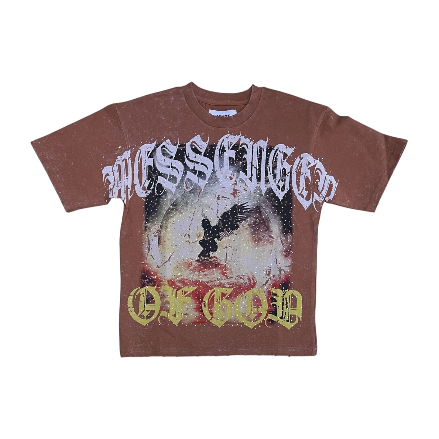 KR603K - Boy's/Kid's Messenger of God Rhinestones Cropped Top T-Shirt