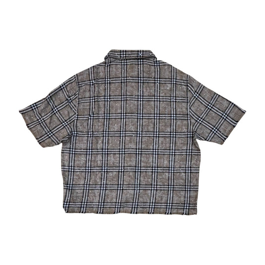 WH-610-32744 - Plaid Woven with Rhinestones and Studs Button Down Shirt