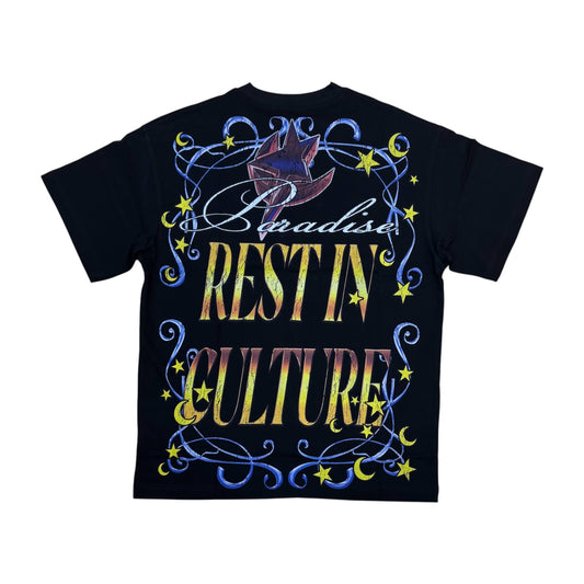 KNT126 - Paradise Rest in Culture Rhinestone Boxy Graphic T-Shirt