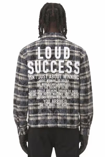 WH-ST8-029 - Silent Grind Premium Long Sleeve Heavy Flannel Shirt with Print & Stud Patch Work