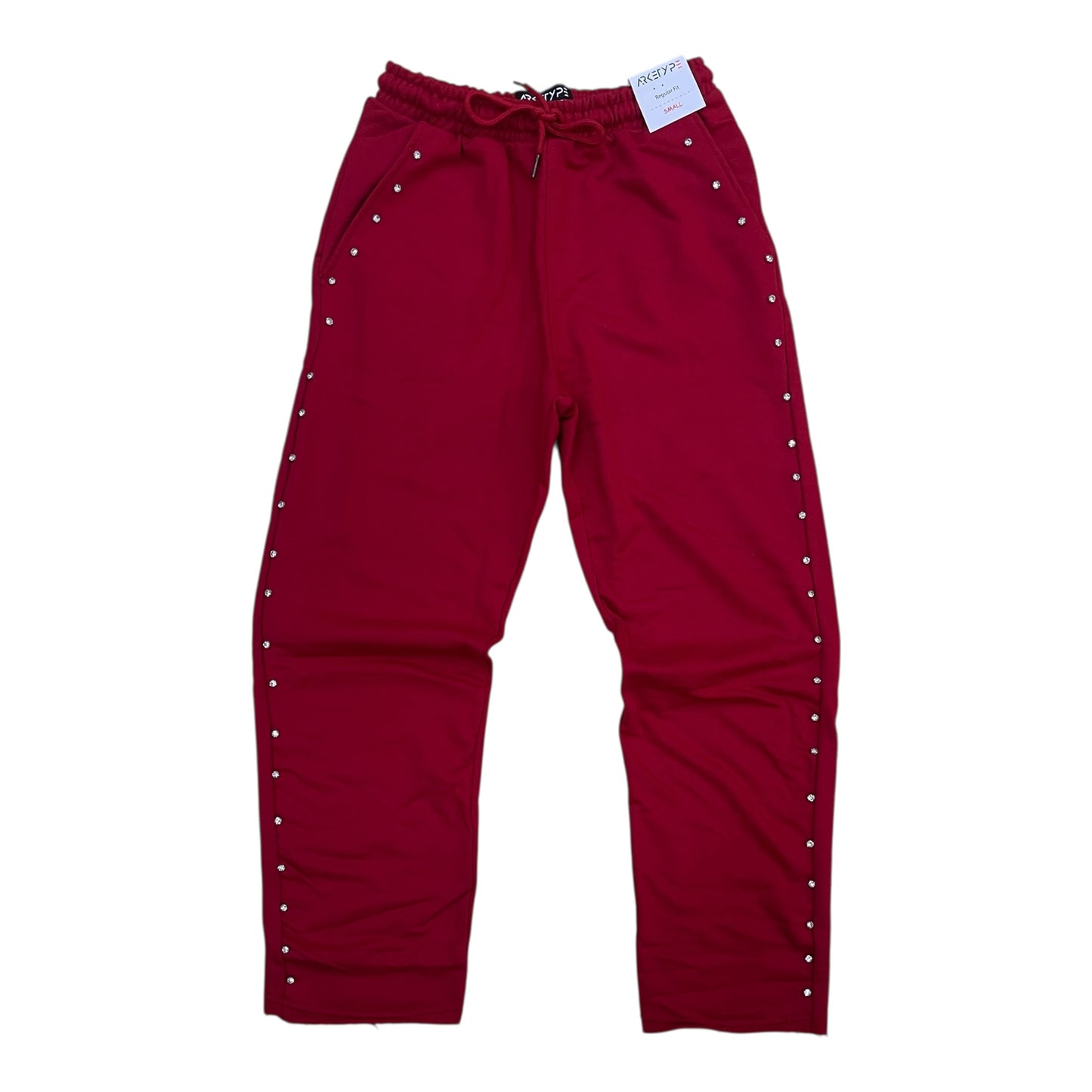 P563 - Side Rhinestone French Terry Straight-Fit Fleece Pants