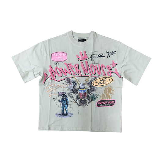 WH-RK1482189 - Fear with Rhinestones Boxy Graphic T-Shirt