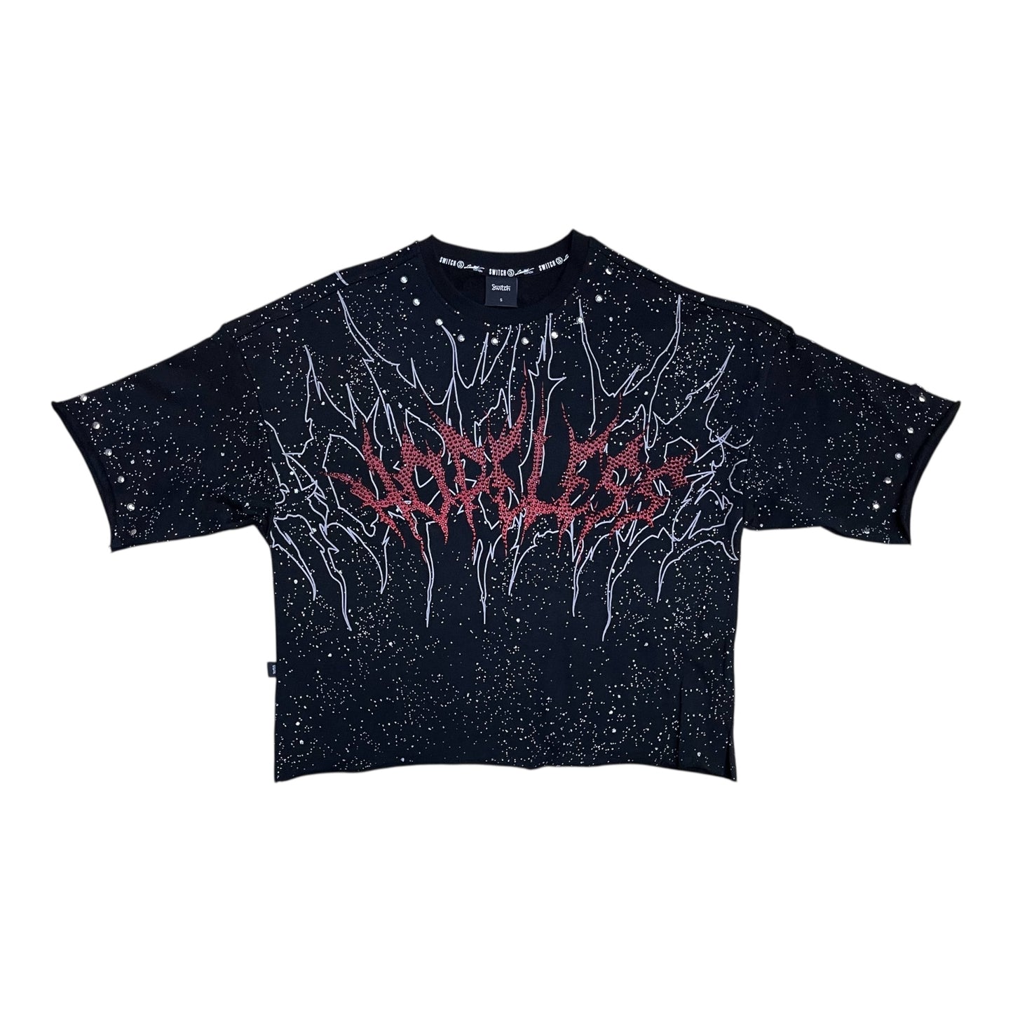 SM6151 - Hopeless with Studs n Rhinestone Cropped Top Graphic T-Shirt