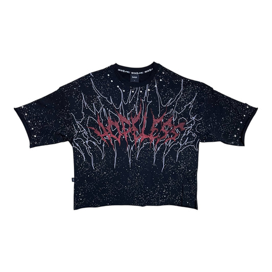 SM6151 - Hopeless with Studs n Rhinestone Cropped Top Graphic T-Shirt