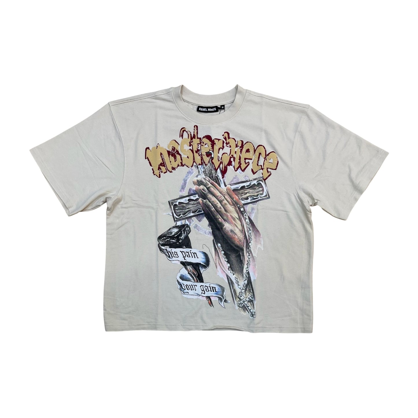 610-11103 - Masterpiece Prayer Studded French Terry Oversized Graphic T-Shirt