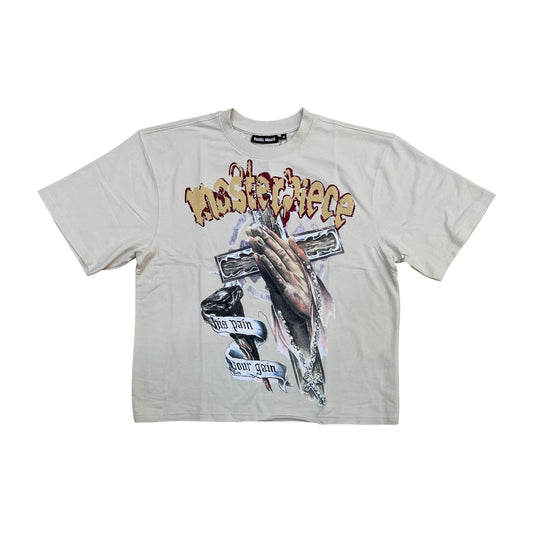 610-11103 - Masterpiece Prayer Studded French Terry Oversized Graphic T-Shirt