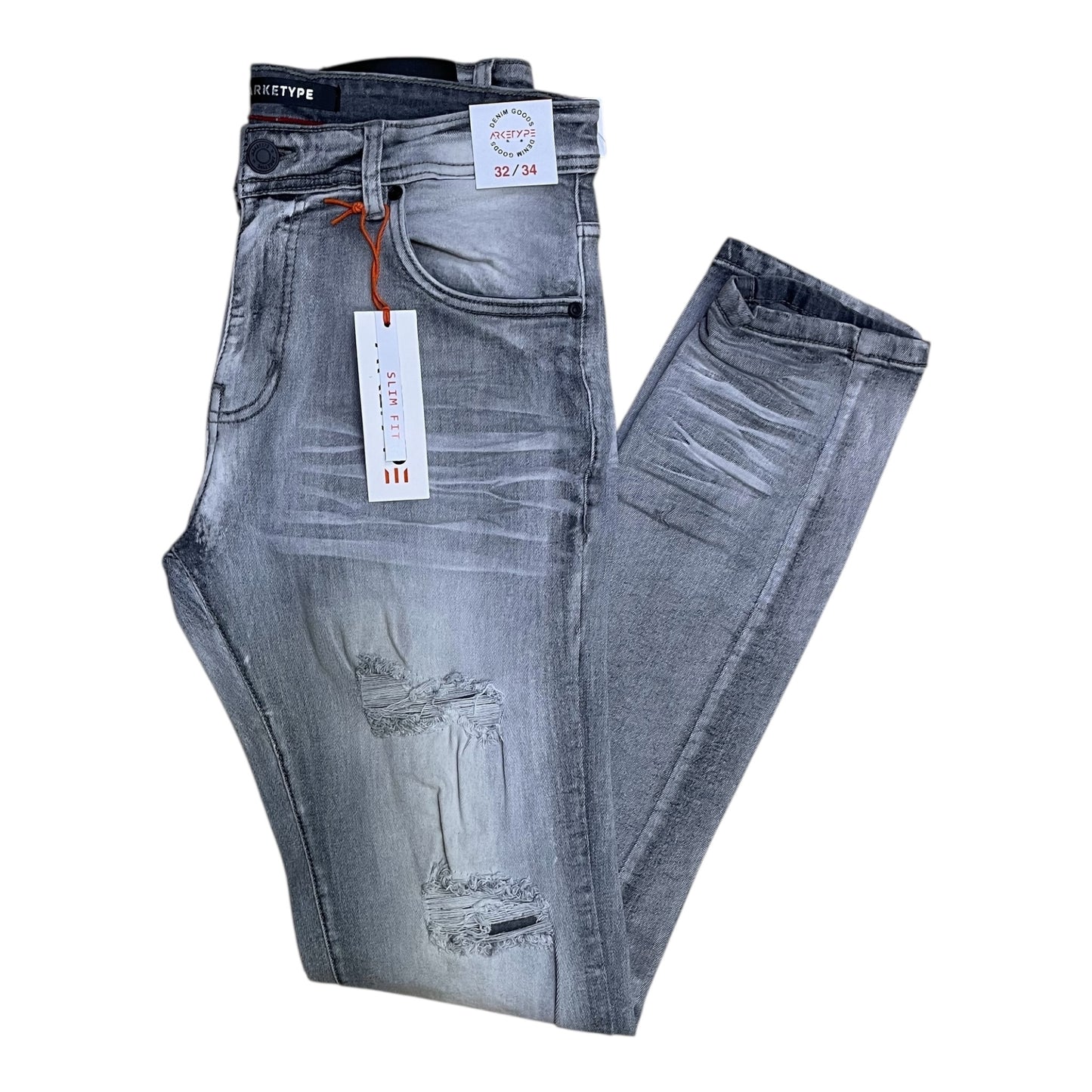P540N - Double Whisker Rip n Repair Slim-Fit Stretch Jeans