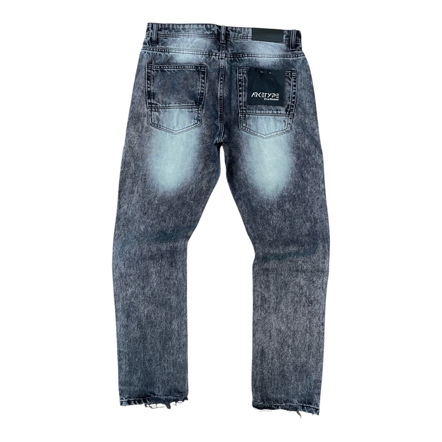 WH-P624 - Vintage Ripped Rigid Straight-Fit Non-Stretch Jeans