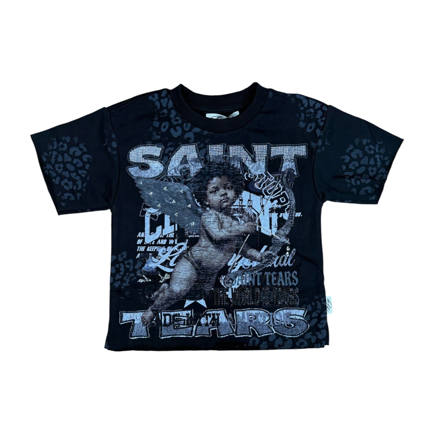 WH-T1626B - Boy's/Kid's Afro Cupid with Rhinestones Crop T-Shirt