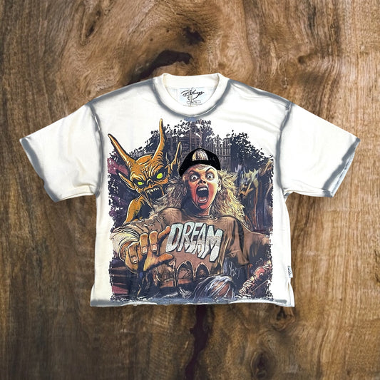 T1371 - Dream Monster with Rhinestones Cropped Top T-Shirt