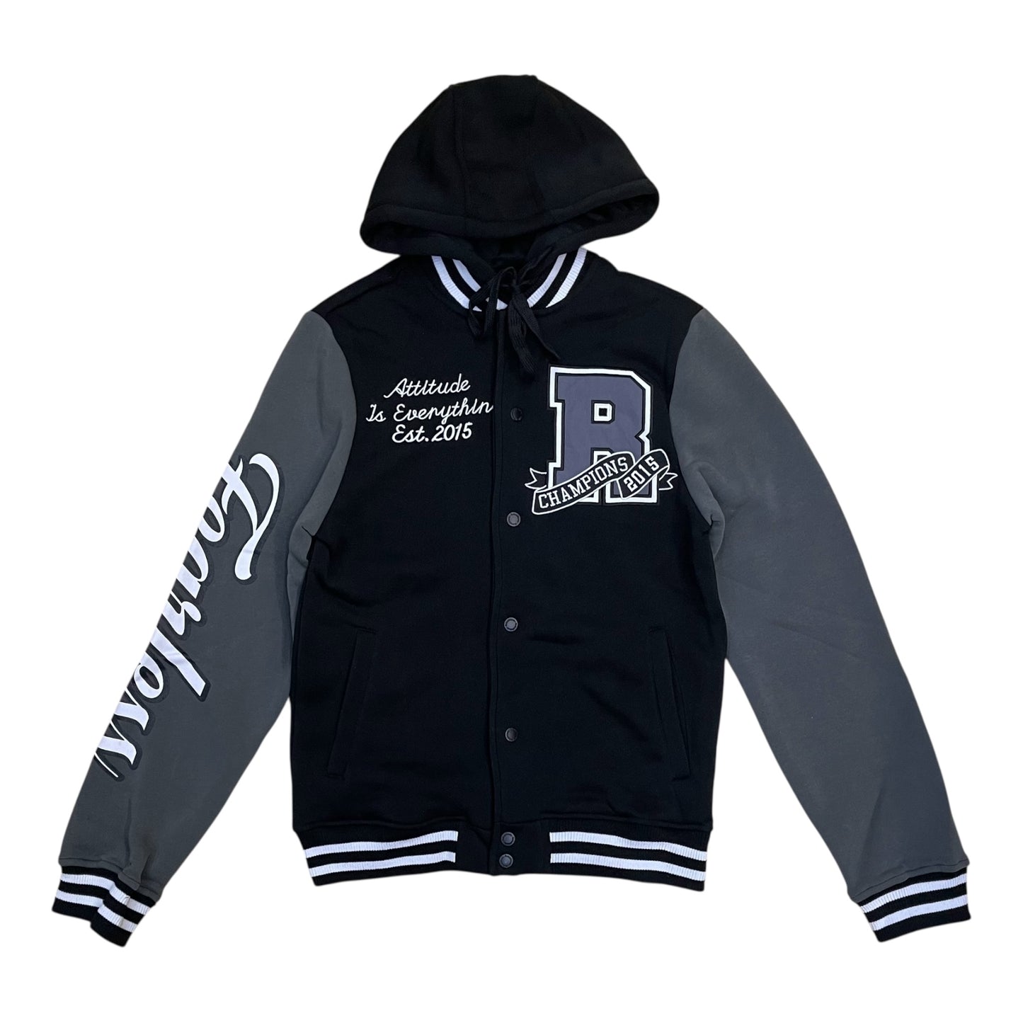 152-504 - Rebel Attitude Fearless Light Weight Fleece Varsity Jacket w/Hoodie