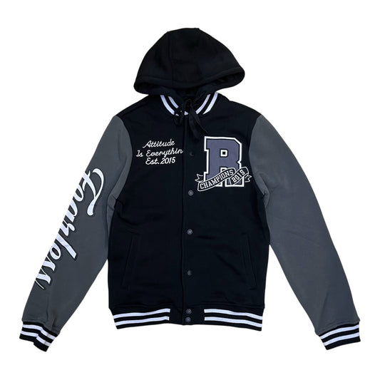 152-504 - Rebel Attitude Fearless Light Weight Fleece Varsity Jacket w/Hoodie