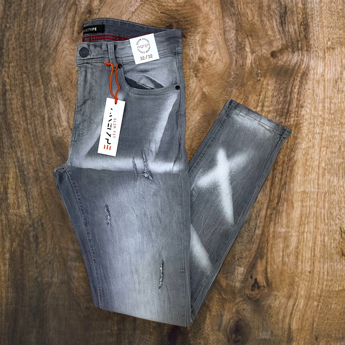 P542 - Jackson Rip & Repair Faded Wash Slim-Fit Stretch Jeans