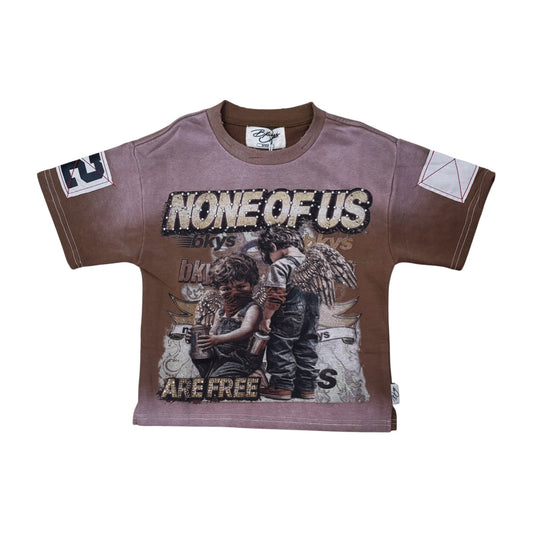 T1610B - Boy's/Kid's None of us are Free with Rhinestones n Studs Crop T-Shirt