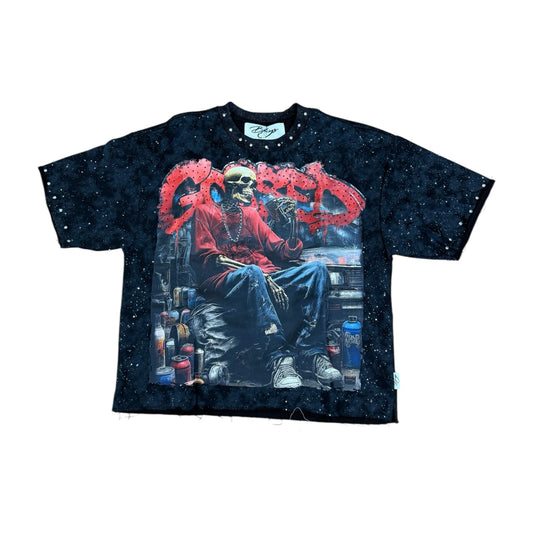 T1533 - Gassed with Rhinestones and Studs Cropped Top T-Shirt