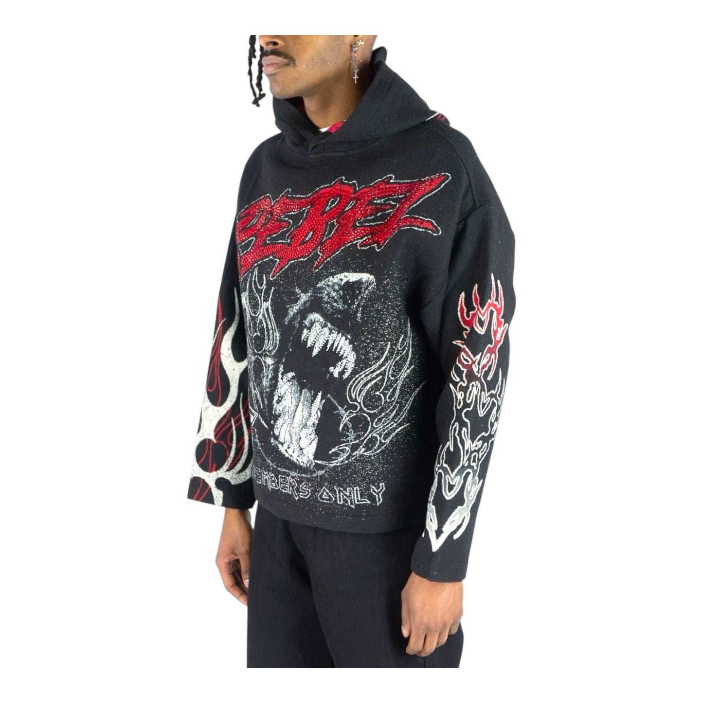 152-339 - Mad Dog Rhinestone Tapestry Hoodie