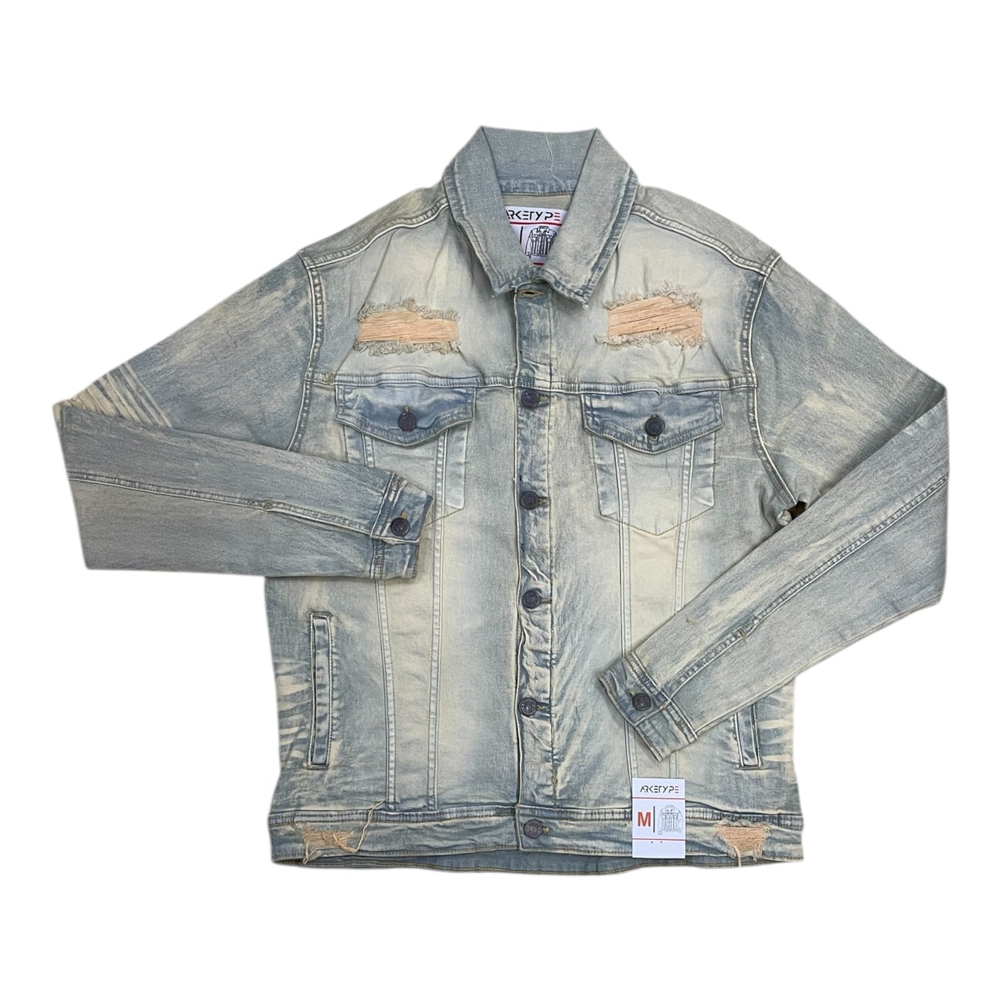 J540N - Double Whisker Rip n Repair Denim Stretch Jacket