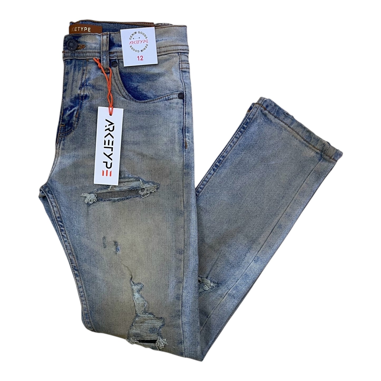 P550K - Boy's/Kids Milan Distressed Slim-Fit Stretch Jeans