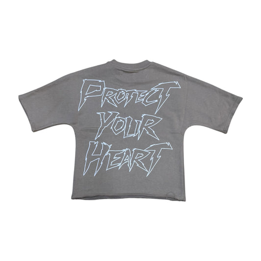 SD2622 - Iron Heart with Rhinestone French Terry Cropped Top