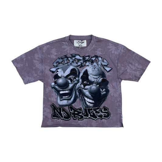 WH-T1548 - Sinner Club with Rhinestones n Studs Cropped Top T-Shirt