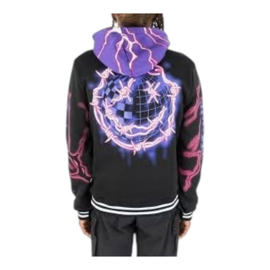 152-536 - HUMBLE Light Weight Fleece Varsity Jacket w/Hoodie (Black)