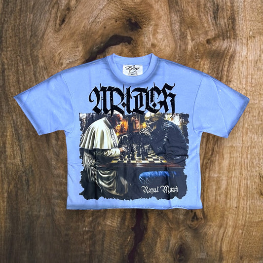 T1390 - Royal Match with Rhinestones Cropped Top T-Shirt